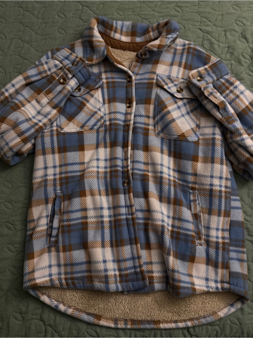 Jachs Plaid Sherpa-Lined Jacket - Blue, Brown & White